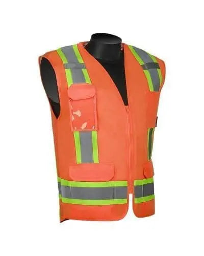 LIBERTY - Standard Hi-Viz Surveyor Vest, Solid Front, Mesh Back, Class 2 w/ 6 Pockets - Becker Safety and Supply